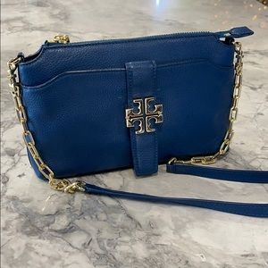 Tory Burch navy blue leather crossbody bag